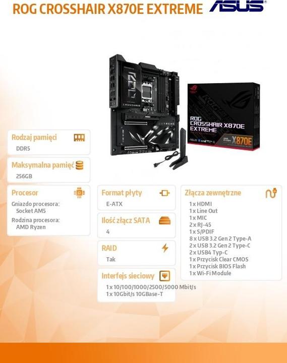 Actual product image ASUS ROG Crosshair X870E Extreme (AM5, AMD X870E, E-ATX)