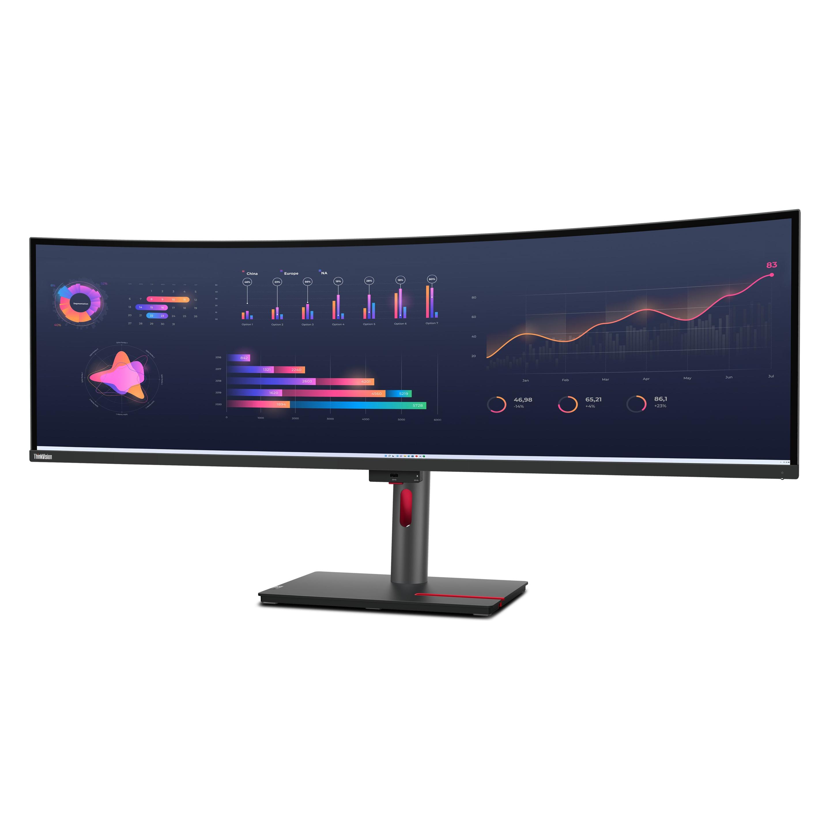 Lenovo ThinkVision P49w-30 (5120 x 1440 Pixel, 49"), Monitor, Schwarz
