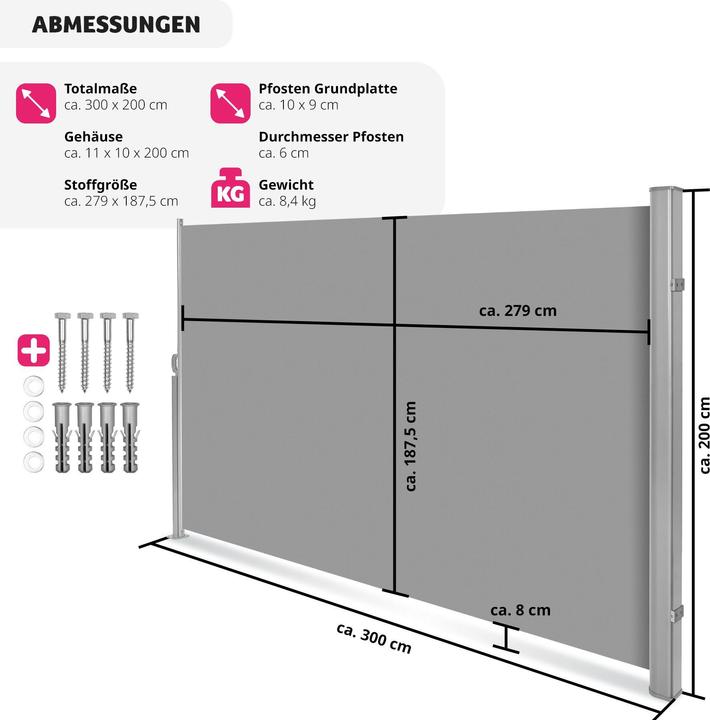 Produktbild tectake Seitenmarkise (3 m)