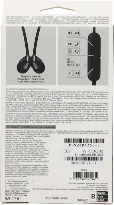 Image du produit Sony WI-C310 (15 h, Sans fil)
