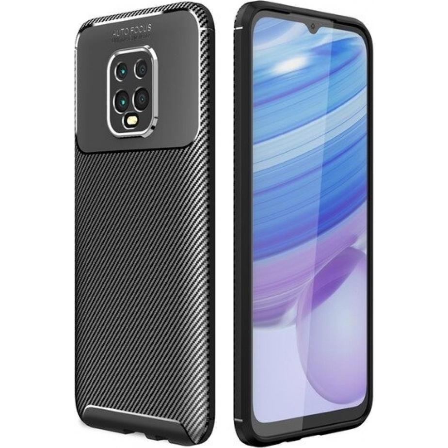 Screenguard Xiaomi Redmi 10X Pro 5G Hülle Carbon Design TPU Case (Xiaomi Redmi 10X 5G), Smartphone Hülle, Schwarz