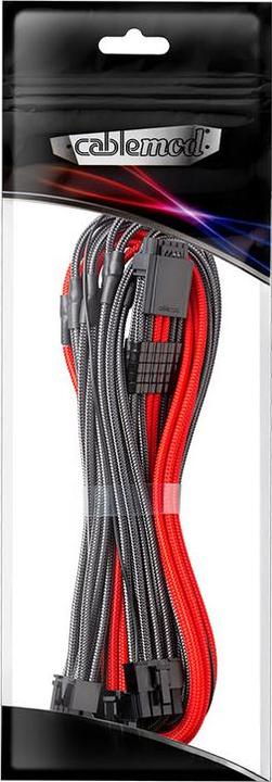 Actual product image CableMod C-Series PRO ModMesh 12VHPWR to 3x PCI-e cable for Corsair - 60cm, carbon/red (60 cm, 6 pin PCI Express)