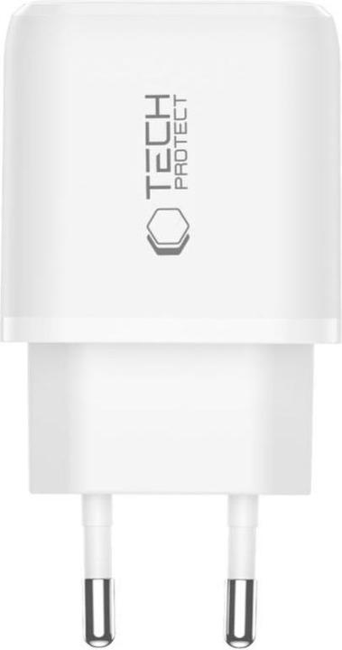 Actual product image Tech-Protect NCA30 PD 30W QC3.0 USB-A / USB-C Wandladegerät - Weiss (30 W, 2 ports)