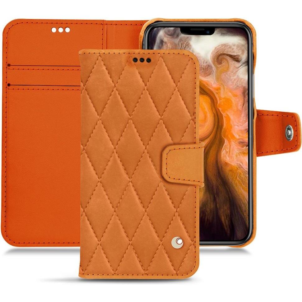Noreve Lederschutzhülle Wallet (Apple iPhone 11 Pro Max), Smartphone Hülle, Orange