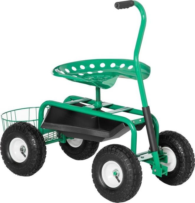 Produktbild Swisshandel24 Gartenwagen Werkstattwagen Gartensitz mit Drehsitz Ablagekorb höhenverstellbar 150 kg Tragkraft Meta