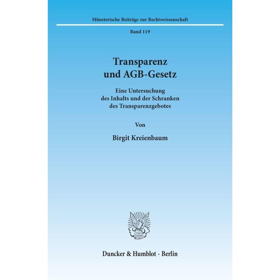 Transparenz und AGB-Gesetz., Fachbücher