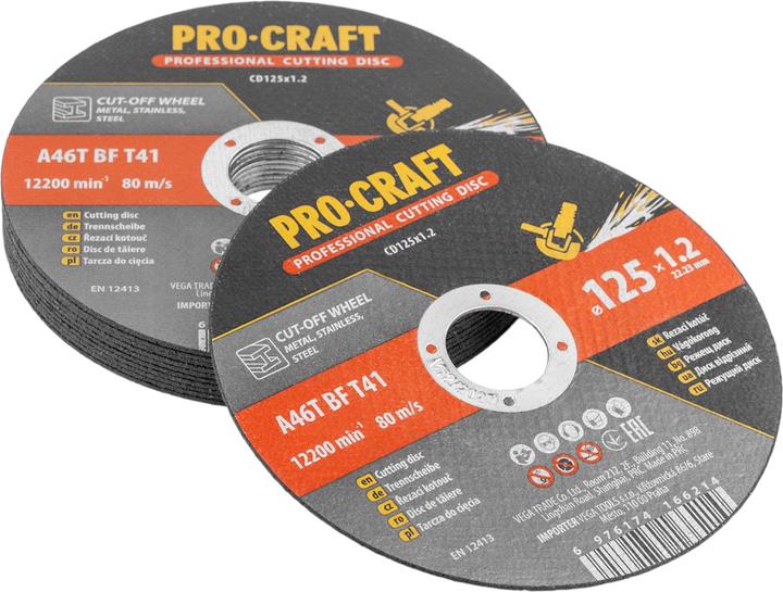 Produktbild Procraft CD125x1.2b Trennscheiben Set 10 Stück 125 x 22,23 mm