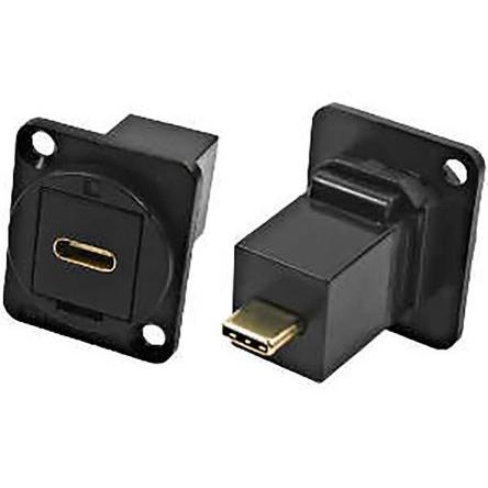 RS PRO Presa/spina USB passante C / 3.0A, montaggio a pannello, Cavo + Spina elettrica, Nero