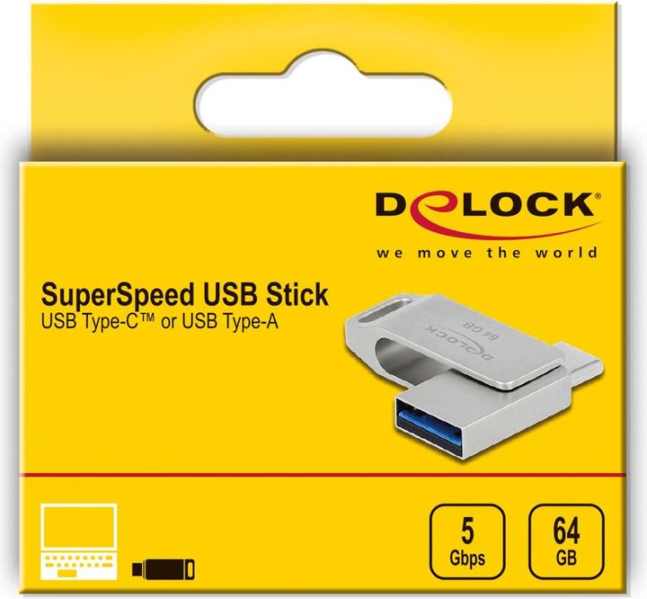 Produktbild Delock USB Flash Laufwerk (64 GB, USB-A, USB-C)