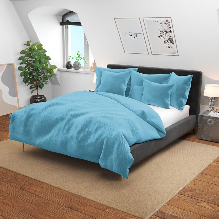 Image du produit Lotus Bettwaren Parure de lit en satin seersucker uni (Taie d'oreiller, 50 x 70 cm)