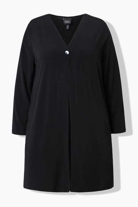 Actual product image Ulla Popken Matte Jersey One Button V-Neck Jacket (54)