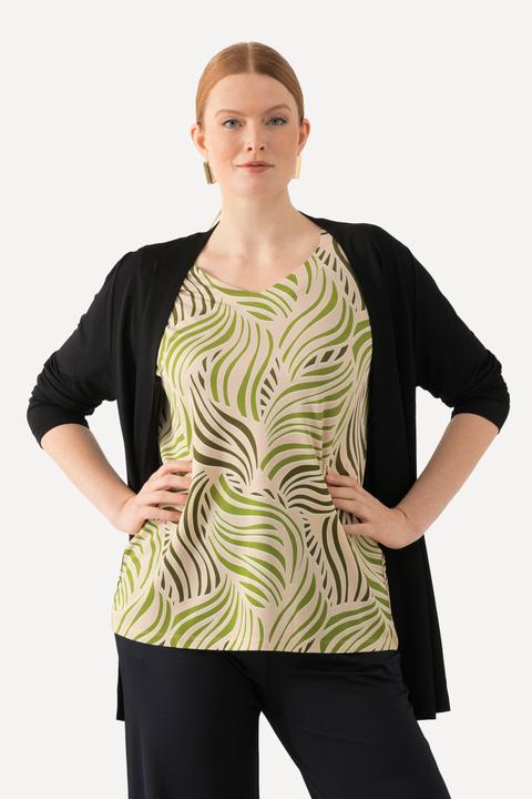 Produktbild Ulla Popken Slinkyshirt, Palmenblätter, Herzausschnitt, Halbarm (42, 44)