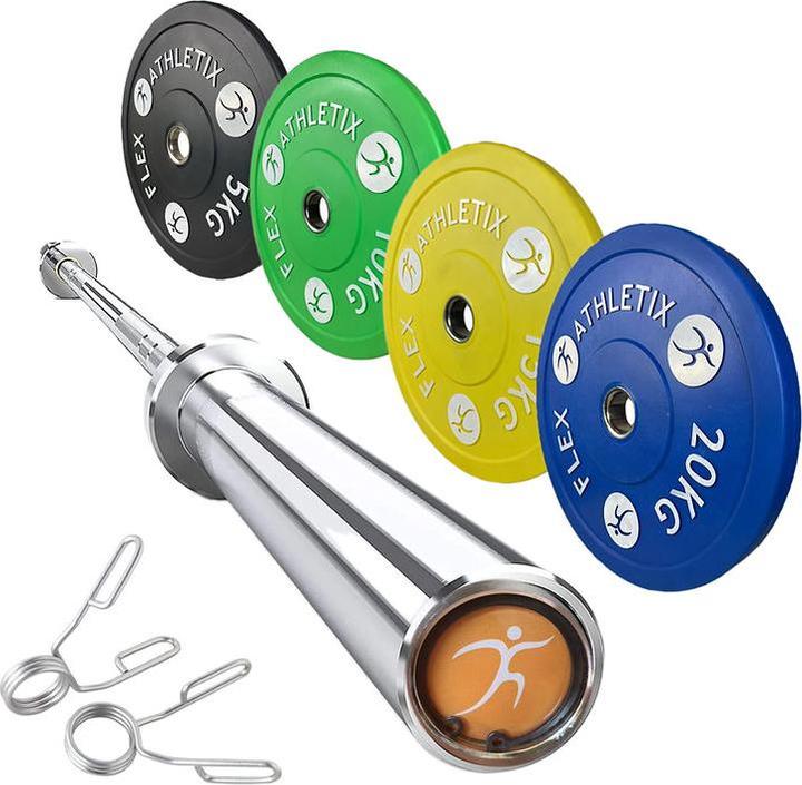 Immagine prodotto FlexAthletix Set di piastre paracolpi e bilanciere (2 x 5 kg, 2 x 15 kg, 2 x 10 kg, 2 x 20 kg)