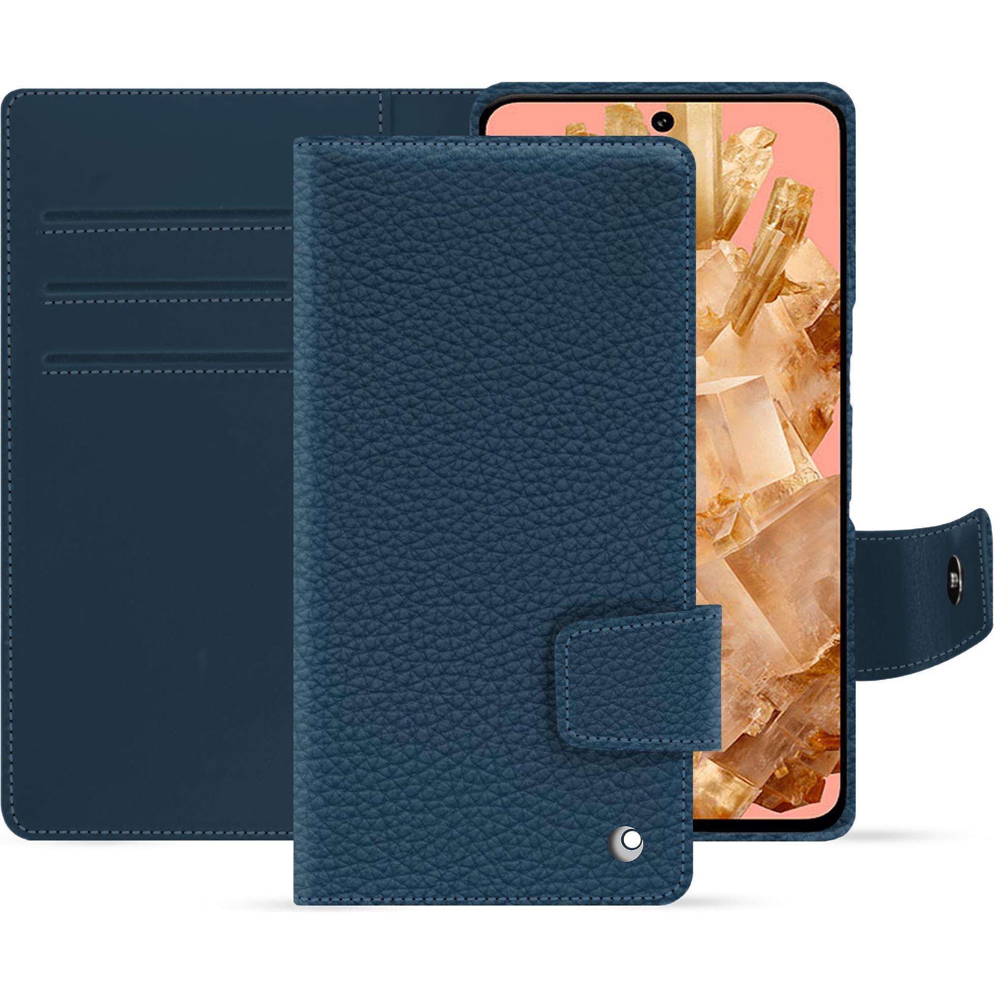 Noreve Lederschutzhülle Google Pixel 8 (Google Pixel 8), Smartphone Hülle, Blau