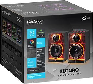 Produktbild Defender Lautsprechers FUTURO, 2.0, 20W, schwarz, AUX/Bluetooth, Hintergrundbeleuchtung