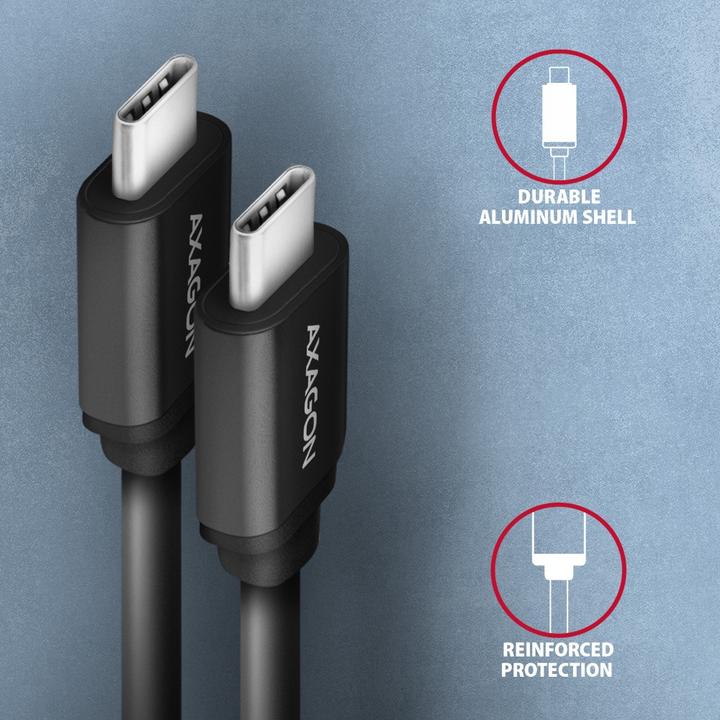 Productafbeelding Axagon BUCM-CM10TB Twister-kabel, USB-C naar USB-C 2.0 (0.60 m, USB 2.0, 60 W)