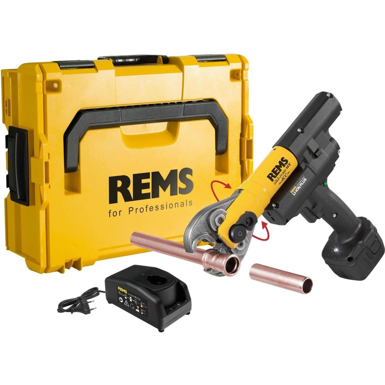 Rems Nero Pressa, Set Mini-Stampa Th 16-20-26 Mini-Stampa Acc Li-Ion (Pressa Per Tubi)