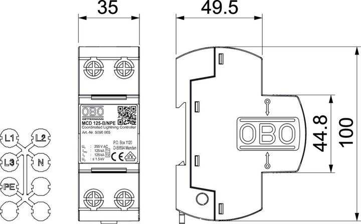 Immagine prodotto OBO Bettermann Scaricatore di sovratensione MCD 125-B NPE