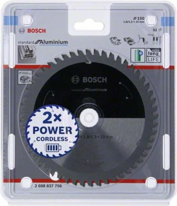 Productafbeelding Bosch Professional Zubehör Cirkelzaagblad Standaard voor Aluminium, 150x1,8/1,3x20, 52 tanden
