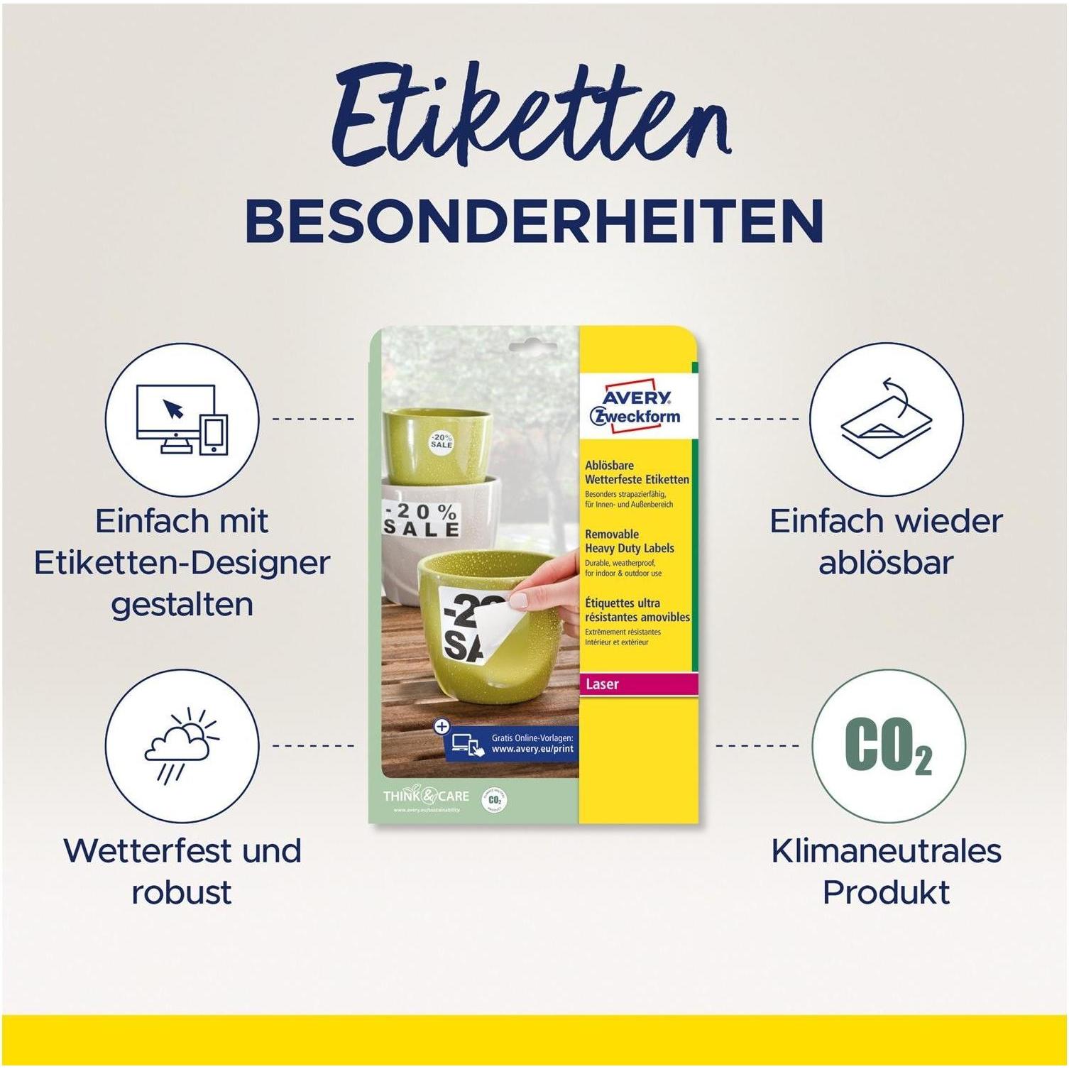 Thumbnail - Avery, Etiketten, Wetterfeste Etiketten, ablösbar