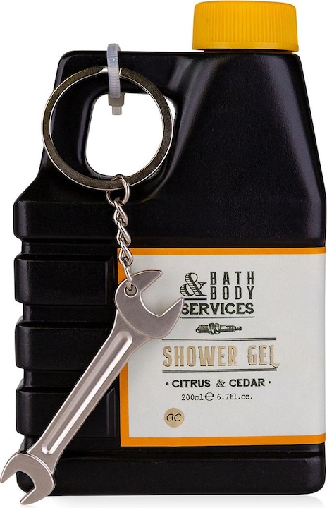 Produktbild Accentra Duschgel BATH & BODY SERVICES in Flasche in Ölkanisterform, 200ml, inkl. Schlüsselanhänger in Schrau (200 ml)