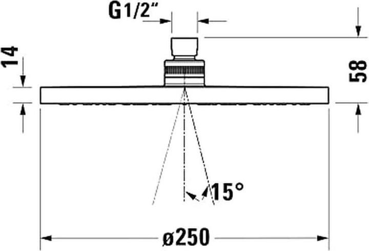 Actual product image Duravit Overhead shower 1 jet, 250 black matt (1 Beam types, 21 l/min)