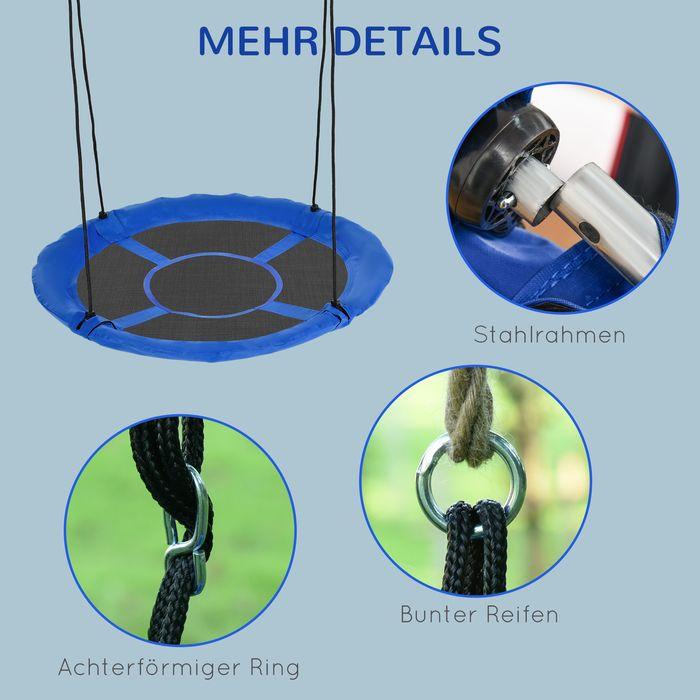 Produktbild Swisshandel24 Nestschaukel Ø110 cm, Hängeschaukel bis 150 kg, verstellbar Kinderschaukel, Tellerschaukel für 3-12