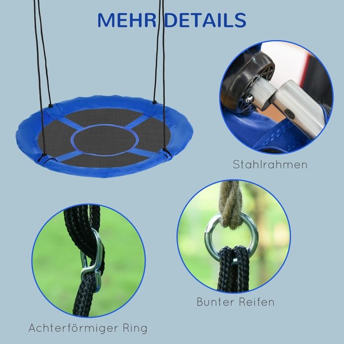 Actual product image Swisshandel24 Nest swing Ø110 cm, hanging swing up to 150 kg, adjustable children's swing, plate swing for 3-12
