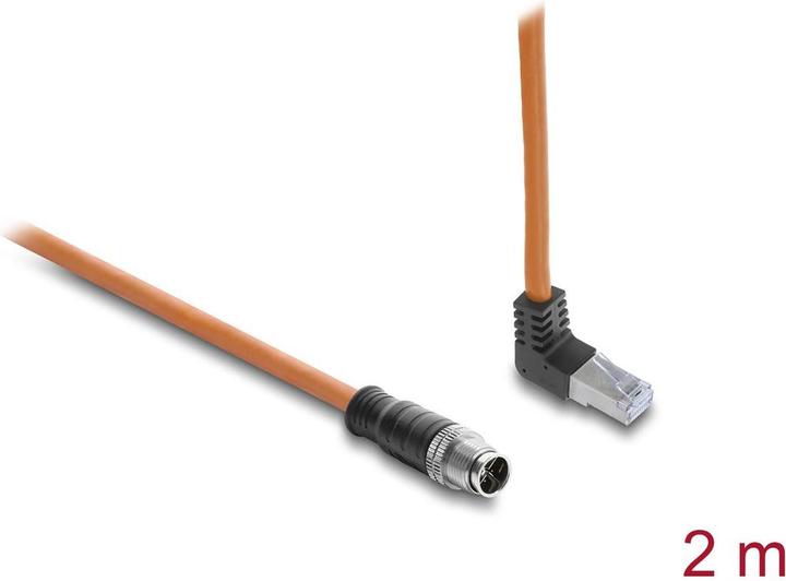 Produktbild Delock M12 Kabel X-kodiert 8 Pin Stecker gerade zu RJ45 Stec (S/FTP, 2 m)