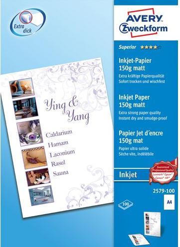Avery Carta a getto d'inchiostro di qualità superiore (A4, 100 lamelle, 150 g/m²)