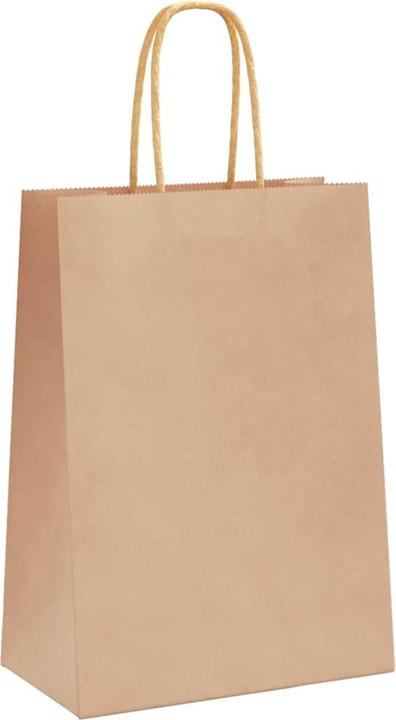 Produktbild VidaXL Kraftpapiertüten 250 Stk. mit Henkel Braun 15x8x21 cm Papiertüte (Geschenktüte, 250 x)