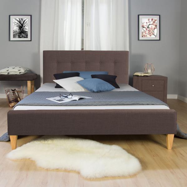 Image du produit Homestyle4u Lit rembourré Lit double Lit en tissu Cadre de lit (180 x 200 cm)