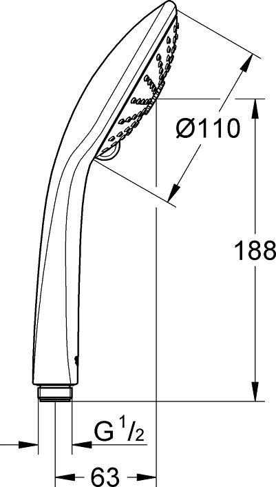Immagine prodotto Grohe Doccetta Euphoria 110 Massage 27221000 11 cm cromo (3 Tipi di raggi, 13 l/min)