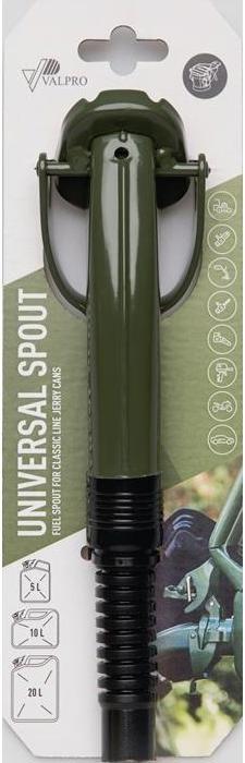 Actual product image Valpro Pouring spout for petrol/diesel without misfuelling block Length 280 mm Width 68 mm green Height 60