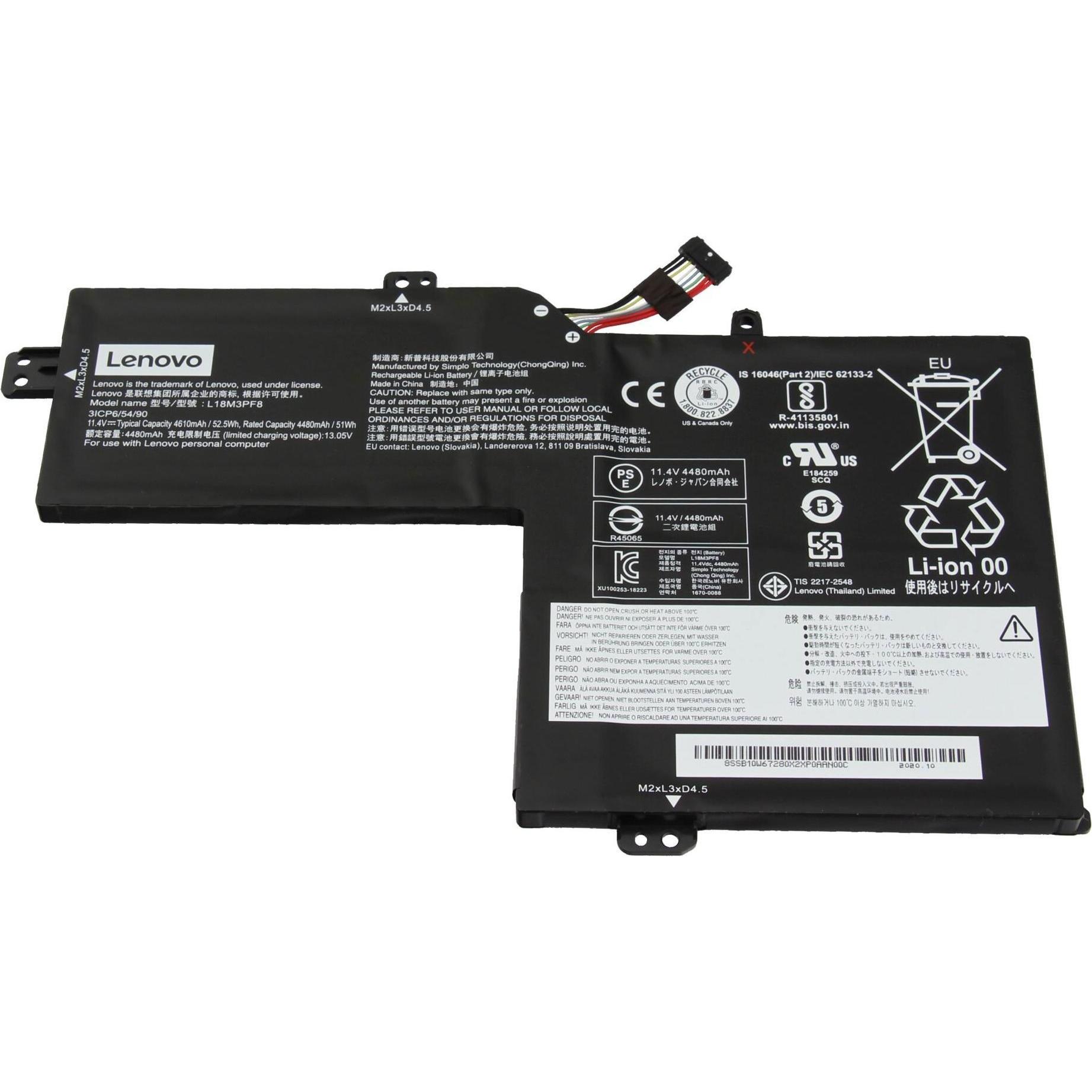 Lenovo L18L3PF4 (3 Zellen, 4610 mAh), Notebook Akku