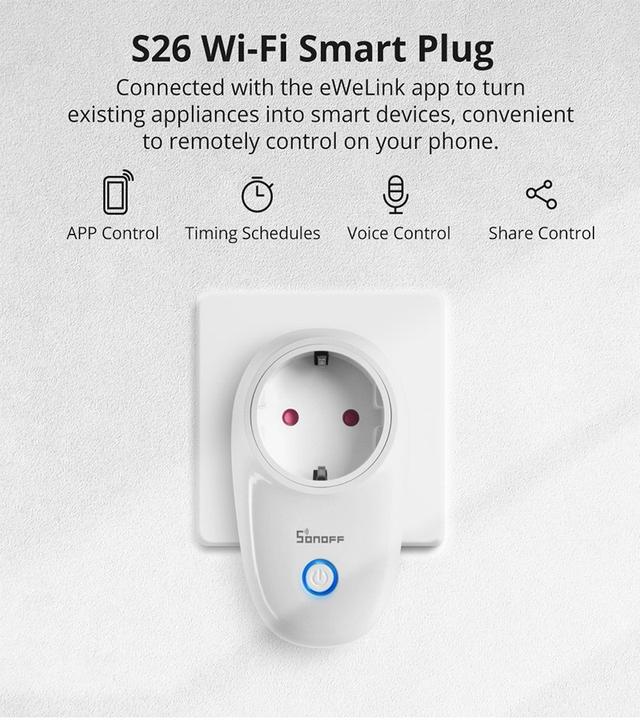Actual product image Sonoff S26 Wi-Fi Smart Plug