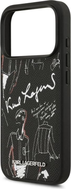 Produktbild Karl Lagerfeld - Hardcase Grained Pattern Logo (KLHMP17LPGGRMPK) - iPhone 17 Pro - Black (Apple iPhone 17 Pro)