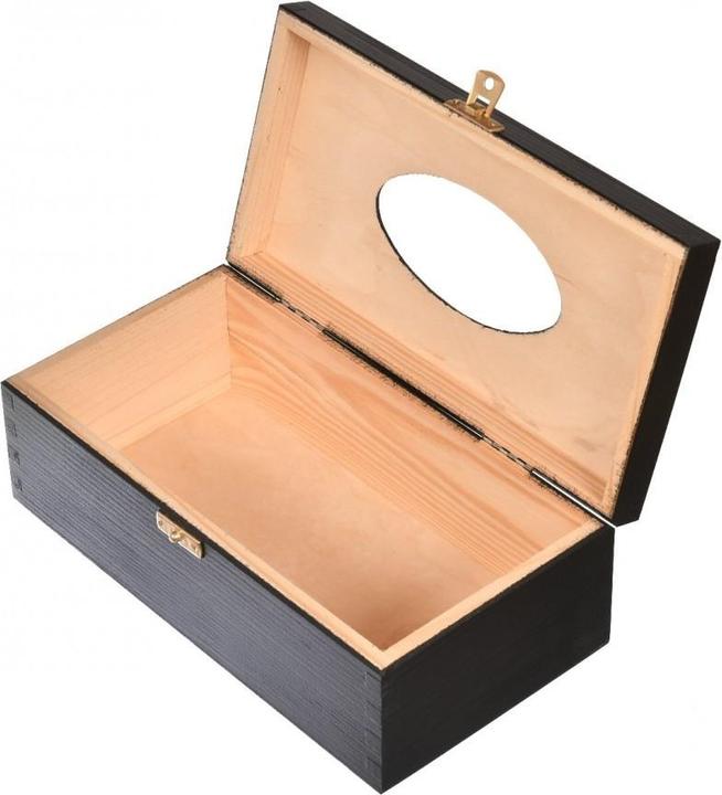 Image du produit Holzecke Boîte à Mouchoirs En Bois Noire Avec Gravure (25.5 x 13.5 x 9 cm)