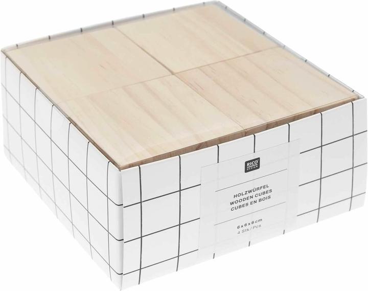 Produktbild Rico Design Holzwürfel 6 x 6 x 6 cm, 4 Stk F.500605