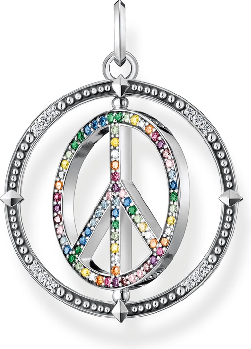 Produktbild Thomas Sabo Anhänger Peace Zeichen mit Bunten Steinen Silber Geschwärzt (925er Silber)