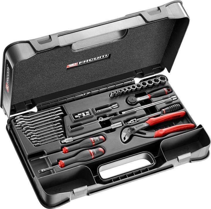 Actual product image Facom Socket set, 32piece, 1/4 inch, square, type socket and ratchet set