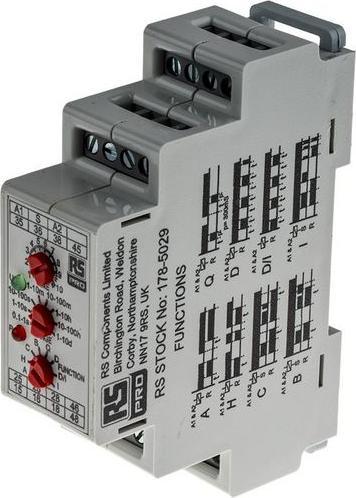 RS PRO Zeitrelais, DIN-Hutschiene, 0.1 s 10Tage, 12 240V ac/dc, 4 Kont. Multifunktion, 4-poliger