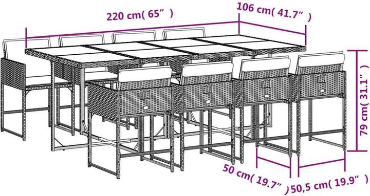 Actual product image vidaXL Garten Essgruppe (220 x 106 x 73 cm)