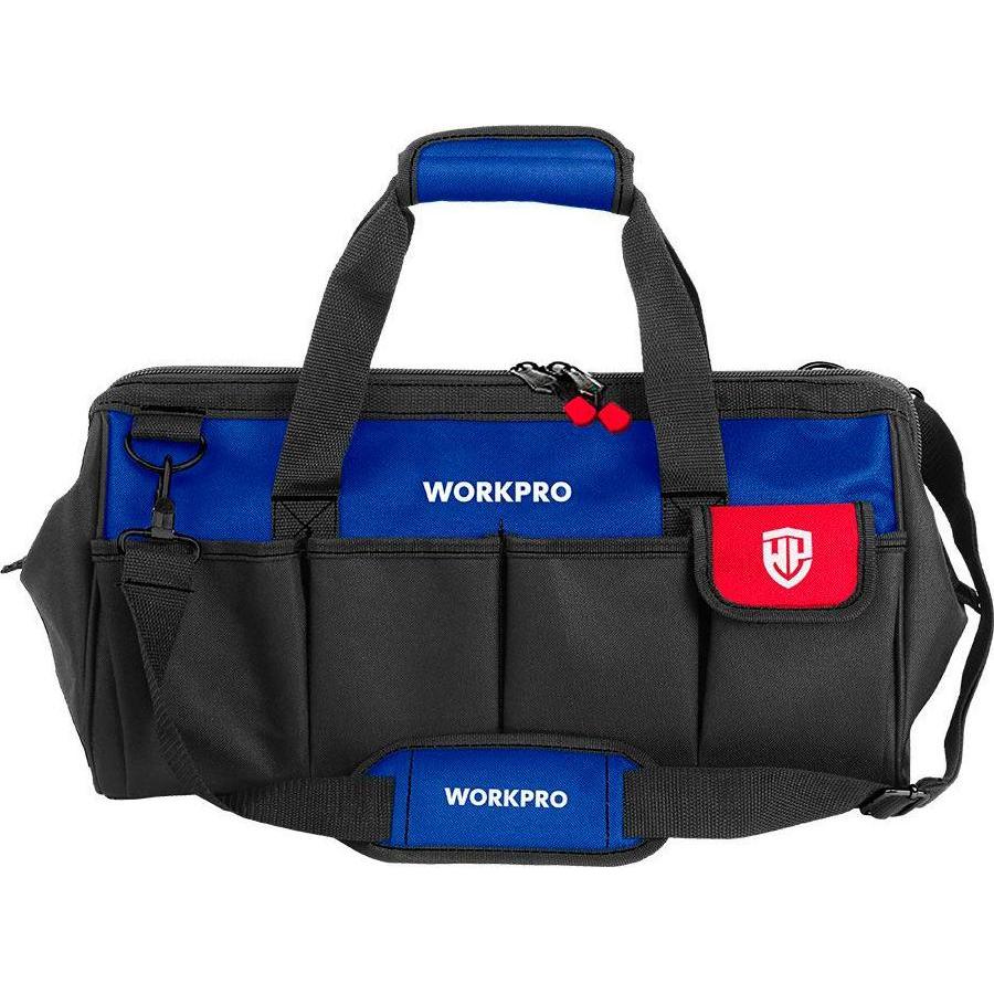 Workpro, Cassetta degli attrezzi, Tool bag with zipper and waterproof base - 42 x 24 x 25 cm