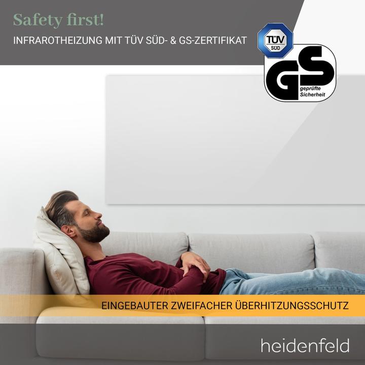 Actual product image Heidenfeld Infrared heater HF-HP130 radiator flat heating panel wall ceiling heating (500 Watt)