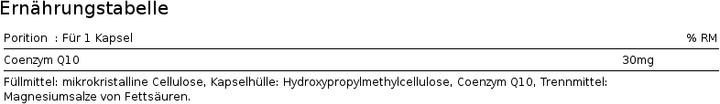 Nutritional values and ingredients Zein Pharma Coenzyme Q10 (90 pcs., Capsules, 18.50 g)