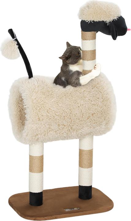 Produktbild PawHut Kratzbaum Spanplatte, Polyester Braun (98 cm, Hellbraun)