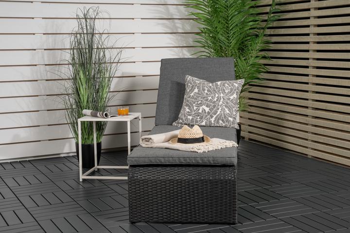 Produktbild Venture Home London Sonnenbed mit Kissen - Polyrattan - Schwarz/Grau (9262-001) (197 cm)