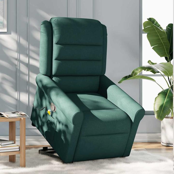 Immagine prodotto VidaXL Poltrona massaggiante con ausilio stand-up in tessuto verde scuro