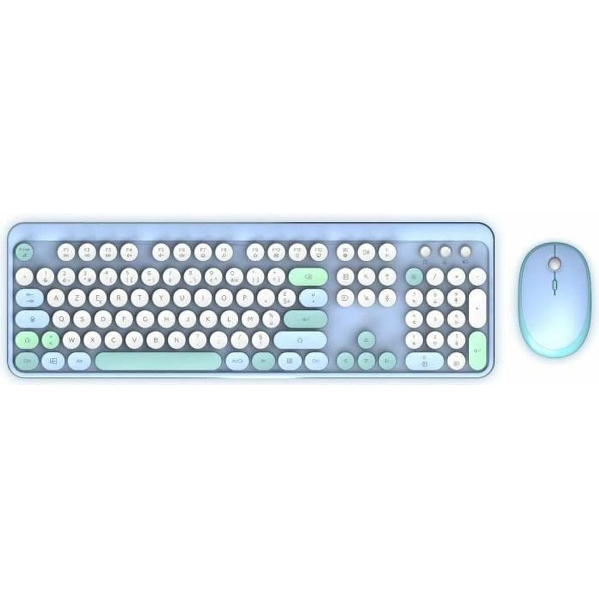 Mobility Lab Confezione 2en1 (Clavier/Souris) sans fil Colore puro (Bleu) (FR, Senza fili), Tastiera, Blu
